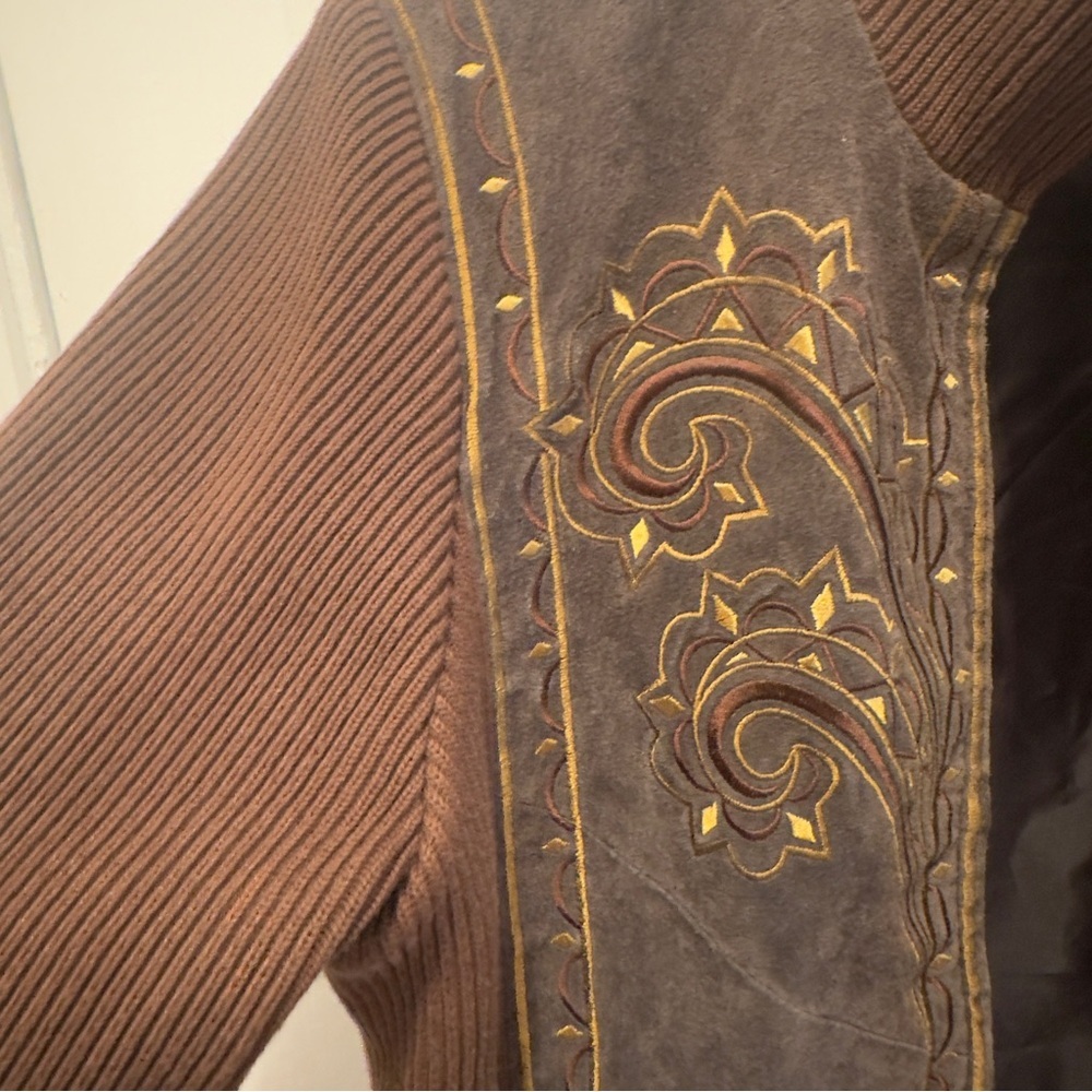 Bob Mackie Brown Wearable Art Jacket - image 2